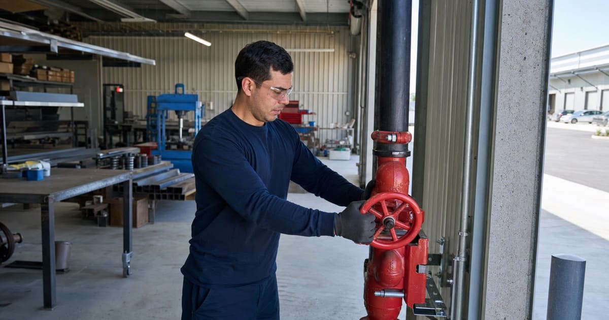 Sprinkler riser valve service inside a multi-tenant industrial building