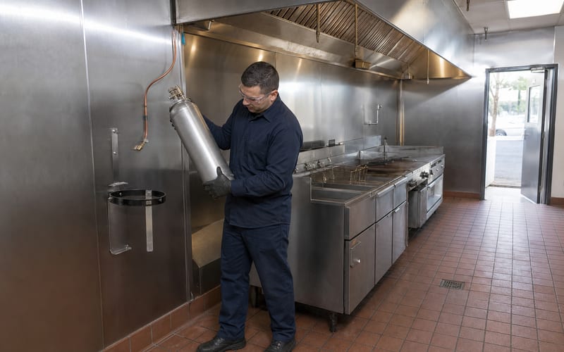 Pre-UL 300 kitchen suppression system being replaced